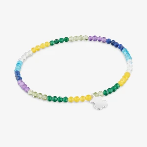 Bransoletka Elastyczna Z Niebieskimi Kamieniami Szlachetnymi I Srebrnym Misiem Tous Motifs - Tous