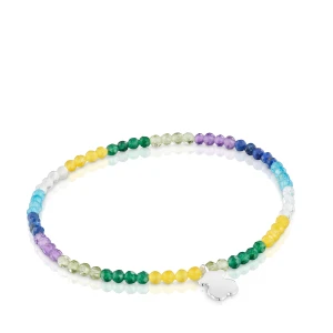 Bransoletka Elastyczna Z Niebieskimi Kamieniami Szlachetnymi I Srebrnym Misiem Tous Motifs - Tous