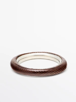 Bransoletka Emaliowana Z Fakturą - Srebrny - - Massimo Dutti - Kobieta
