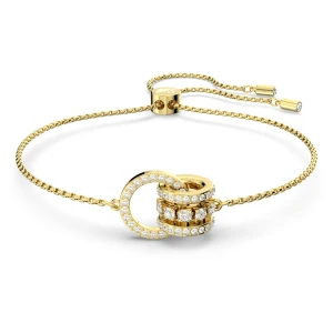 Bransoletka Further, Zazębiająca się pętla, Biała, Powłoka w odcieniu złota Swarovski