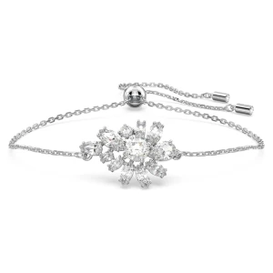 Bransoletka Gema, Szlify różnorodne, Kwiat, Biała, Powłoka z rodu Swarovski