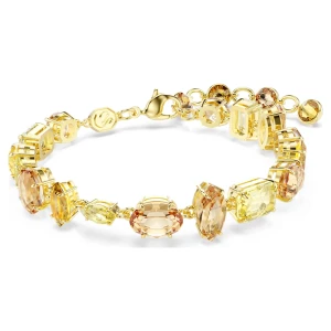 Bransoletka Gema, Szlify różnorodne, Żółta, Powłoka w odcieniu złota Swarovski