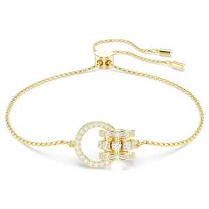 Bransoletka Hyperbola, Zazębiająca się pętla, Biała, Powłoka w odcieniu złota Swarovski