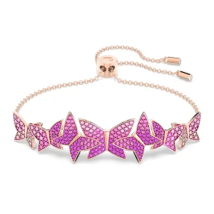 Bransoletka Idyllia Lilia, Motyl, Różowa, Powłoka w odcieniu różowego złota Swarovski