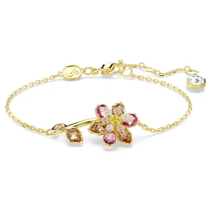 Bransoletka Idyllia, Szlify różnorodne, Kwiat, Różnokolorowa, Powłoka w odcieniu złota Swarovski