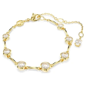 Bransoletka Imber, Szlify okrągłe mieszane, Biała, Powłoka w odcieniu złota Swarovski