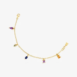 Bransoletka Łańcuszkowa Tous Color Lgg Ze Srebra Pokrytego Złotem 18-Karatowym I Z Laboratoryjnie Hodowanymi Kamieniami Szlachetnymi - Tous Rozmiar