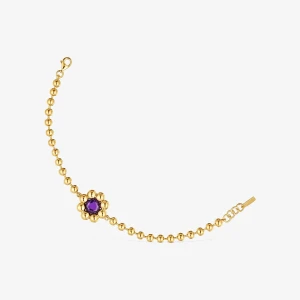 Bransoletka Łańcuszkowa Z Motywem Kwiatu Ze Srebra, Pokryta 18-Karatowym Złotem, Z Ametystem Sugar Party - Tous Rozmiar