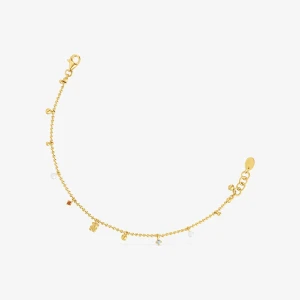 Bransoletka Łańcuszkowa Ze Srebra Pokrytego 18-Karatowym Złotem, Z Perłami Hodowanymi I Kamieniami Szlachetnymi, Z Kolekcji Tous Grain - Tous Rozmiar