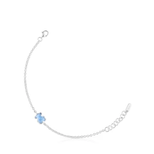 Bransoletka Łańcuszkowa Ze Srebra Z Laboratoryjnie Hodowanym Niebieskim Spinelem Icon Color Lgg - Tous Rozmiar