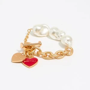 Bransoletka logo serce łańcuszek i perły złota BIMBA Y LOLA