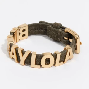 Bransoletka logo złota pasek dwoina oliwkowa BIMBA Y LOLA zielony