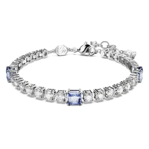 Bransoletka Matrix Tennis, Szlify różnorodne, Niebieska, Powłoka z rodu Swarovski