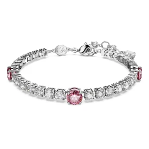 Bransoletka Matrix Tennis, Szlify różnorodne, Różowa, Powłoka z rodu Swarovski