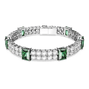 Bransoletka Matrix Tennis, Szlify różnorodne, Zielona, Powłoka z rodu Swarovski