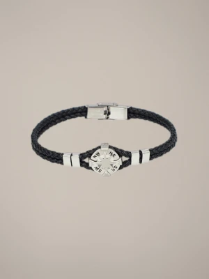 Bransoletka Męska Skórzana Czarna Lancerto