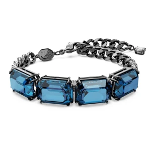 Bransoletka Millenia, Szlif ośmiokątny, Niebieska, Powłoka z rutenu Swarovski