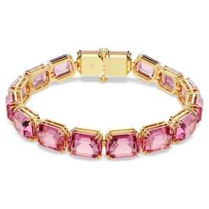 Bransoletka Millenia, Szlif ośmiokątny, Różowa, Powłoka w odcieniu złota Swarovski