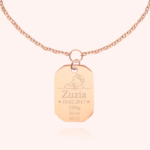 Bransoletka na łańcuszku prostokąt - Metryczka Dedicante