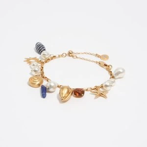 Bransoletka perły i muszle złota efekt postarzenia BIMBA Y LOLA