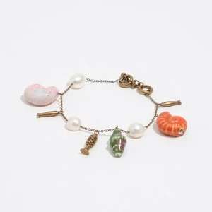 Bransoletka perły muszle i ryby złota efekt postarzenia BIMBA Y LOLA