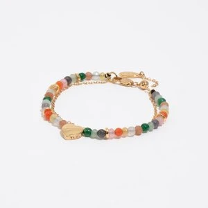 Bransoletka podwójna kamyczki i serce złota BIMBA Y LOLA