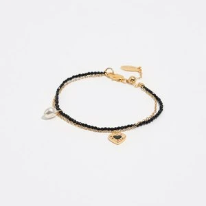 Bransoletka podwójna kryształki logo serce czarna BIMBA Y LOLA