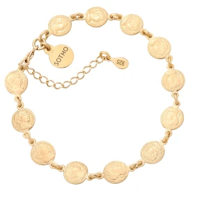 Bransoletka pozłacana z monetami SOTHO