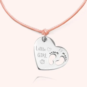 Bransoletka serce ze stópkami - Baby shower Dedicante