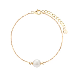 Bransoletka srebrna pozłacana z perłą - Pearls Pearls - Biżuteria YES