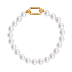 Bransoletka srebrna pozłacana z perłami - Pearls Pearls - Biżuteria YES