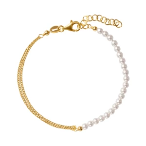 Bransoletka srebrna pozłacana ze szkłem - Pearls Pearls - Biżuteria YES