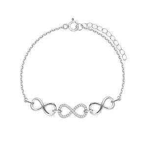 Bransoletka srebrna z cyrkoniami - nieskończoność - Sempre Sempre - Biżuteria YES
