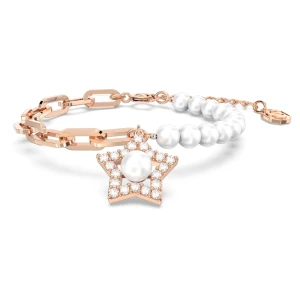 Bransoletka Stella, Oprawa brukowa, Gwiazda, Biała, Powłoka w odcieniu różowego złota Swarovski
