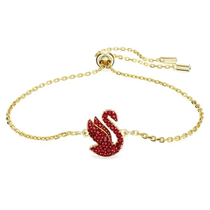 Bransoletka Swan, Łabędź, Mała, Czerwona, Powłoka w odcieniu złota Swarovski