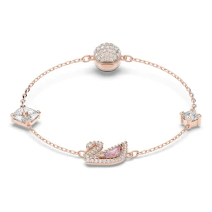 Bransoletka Swan, Łabędź, Różowa, Powłoka w odcieniu różowego złota Swarovski