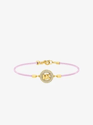 Bransoletka sznurkowa w kolorze złotym z logo i kryształkami pavé Michael Kors