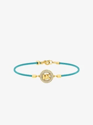 Bransoletka sznurkowa w kolorze złotym z logo i kryształkami pavé Michael Kors