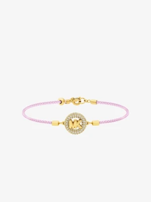 Bransoletka sznurkowa w kolorze złotym z logo i kryształkami pavé Michael Kors