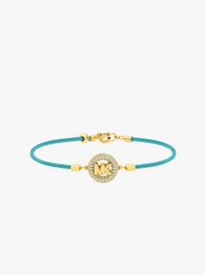 Bransoletka sznurkowa w kolorze złotym z logo i kryształkami pavé Michael Kors