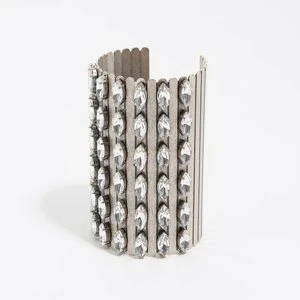 Bransoletka sztywna kryształki i metal srebro z efektem postarzenia BIMBA Y LOLA