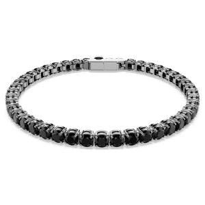 Bransoletka Tennis Matrix, Szlif okrągły, Czarna, Powłoka z rutenu Swarovski