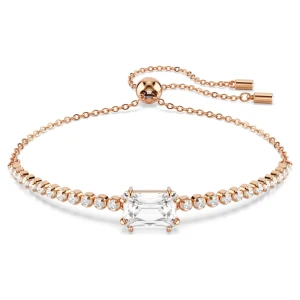 Bransoletka Tennis Matrix, Szlify różnorodne, Biała, Powłoka w odcieniu różowego złota Swarovski