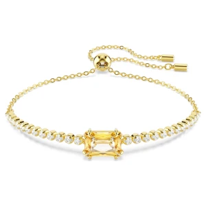 Bransoletka Tennis Matrix, Szlify różnorodne, Karmelowa, Powłoka w odcieniu złota Swarovski
