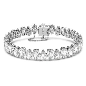 Bransoletka Tennis Millenia, Szlif gruszkowy, Biała, Powłoka z rodu Swarovski