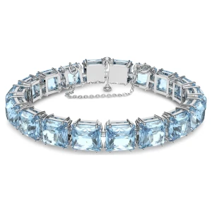 Bransoletka Tennis Millenia, Szlif kwadratowy, Średnia, Niebieska, Powłoka z rodu Swarovski