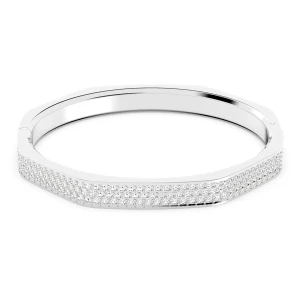 Bransoletka typu bangle Dextera, Kształt ośmiokątny, Biała, Powłoka z rodu Swarovski