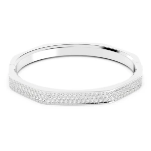 Bransoletka typu bangle Dextera, Kształt ośmiokątny, Biała, Powłoka z rodu Swarovski