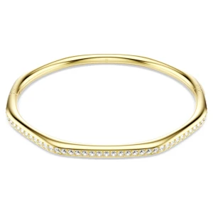 Bransoletka typu bangle Dextera, Kształt ośmiokątny, Szlif okrągły, Biała, Powłoka w odcieniu złota Swarovski