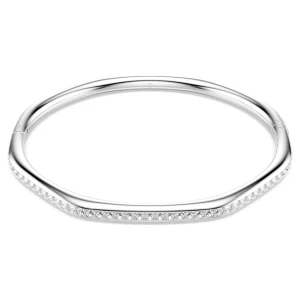 Bransoletka typu bangle Dextera, Kształt ośmiokątny, Szlif okrągły, Biała, Powłoka z rodu Swarovski